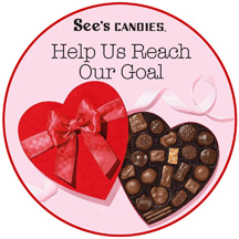 Image of See's Candies logo and valentine heart box of candy